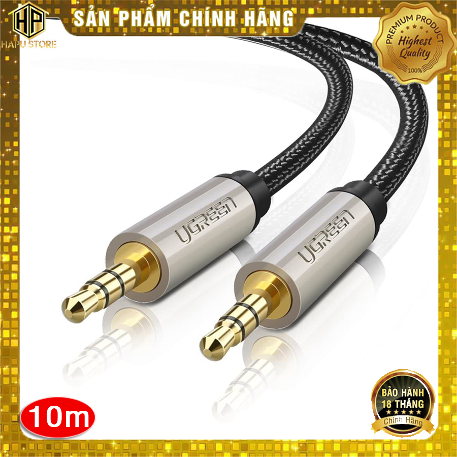 Cáp âm thanh aux 3.5mm ugreen 40785 dài 10m chính hãng - hapustore