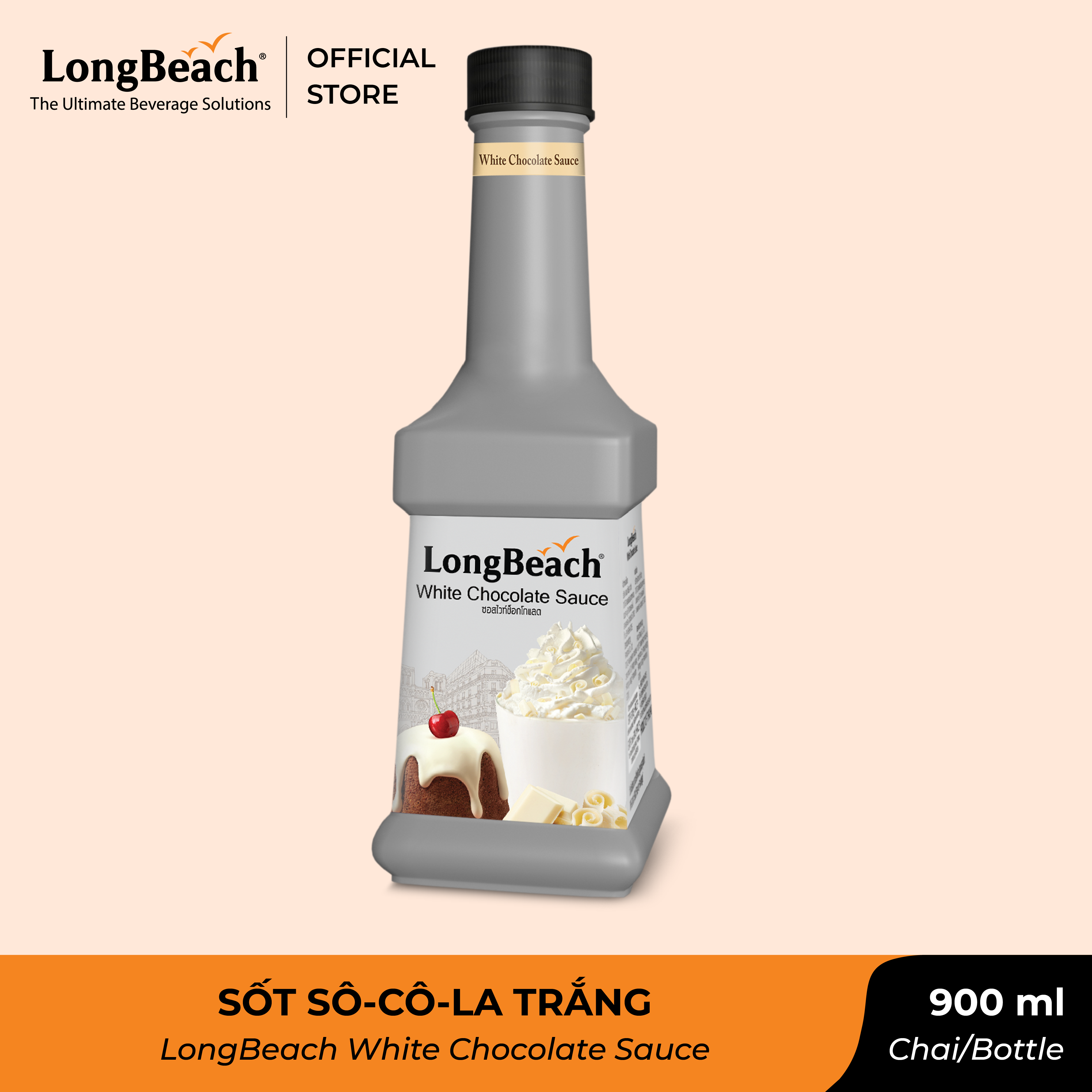 Sốt sô-cô-la trắng longbeach 900ml
