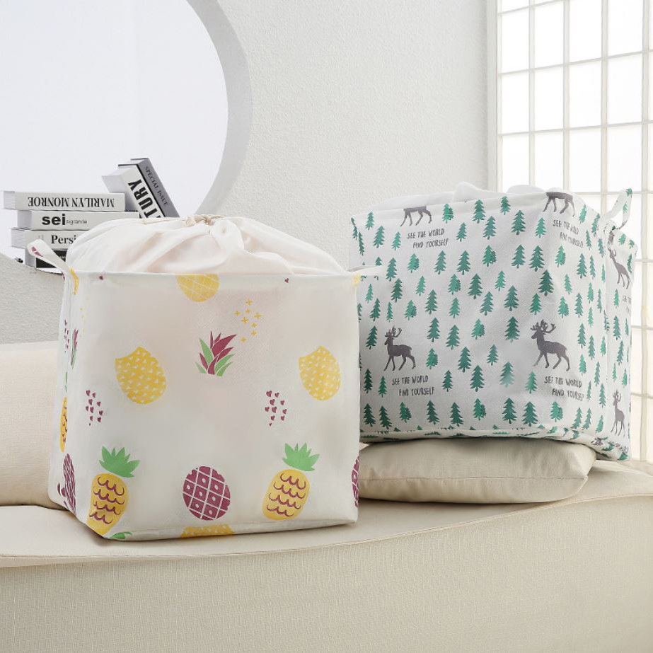 Giỏ túi đựng quần áo bằng vải cỡ lớn, túi vải đựng đồ chăn màn cỡ lớn đa năng washday có thể gấp gọn vintage xinh xắn HL7 - HL013