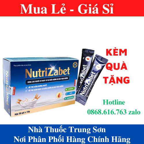 [CHÍNH HÃNG - HOÀN TIỀN] Sữa Nutrizabet – Hộp 30 gói - Ngũ Cốc Dinh Dưỡng Cho Người Tiểu Đường, Hỗ Trợ Giảm Đường Huyết - Trung Sơn Pharma