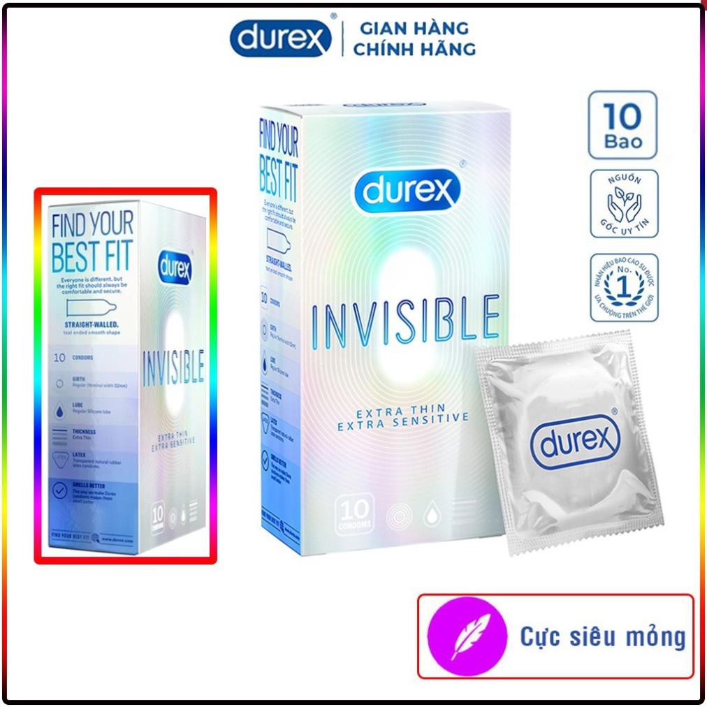 Bao cao su Durex Invisible Extra Thin Extra Sensitive Siêu Mỏng 1 Hộp 10 Bao