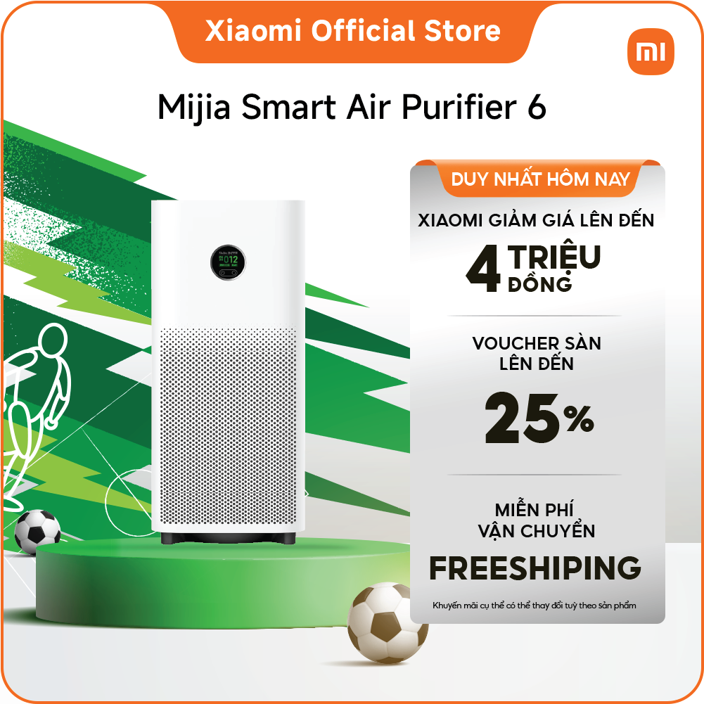 Xiaomi Máy lọc không khí | Mijia Smart Air Purifier 6 | Cảm biến bụi | Khử trùng bằng tia UVC |Hệ thống lọc composite năm lớp | Tỷ lệ loại bỏ vi-rút H1N1 đạt 99,99% | Lọc cả căn nhà chỉ trong 3,5 phút- Chính Hãng