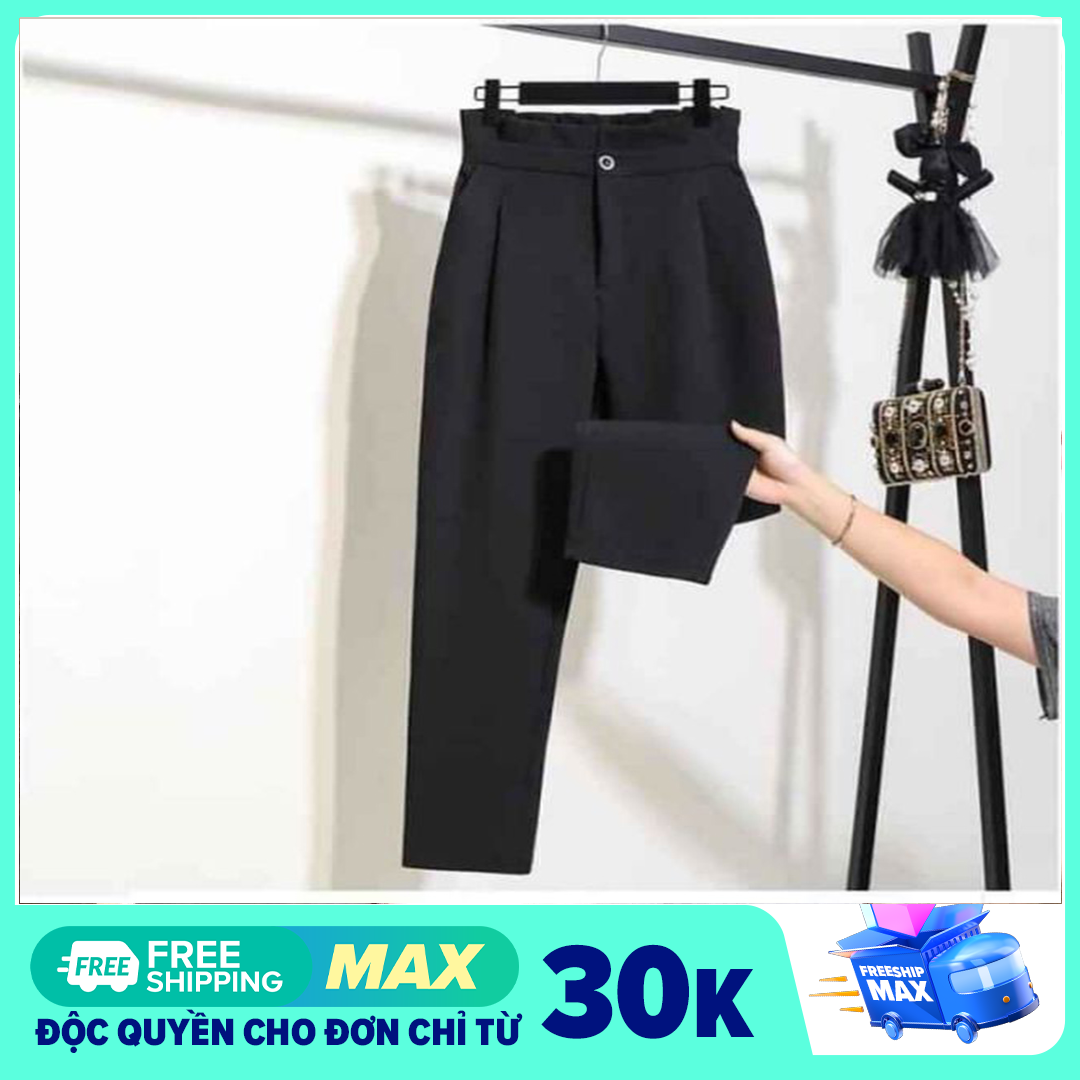 Quần baggy nữ , Quần baggy lưng cao xếp ly