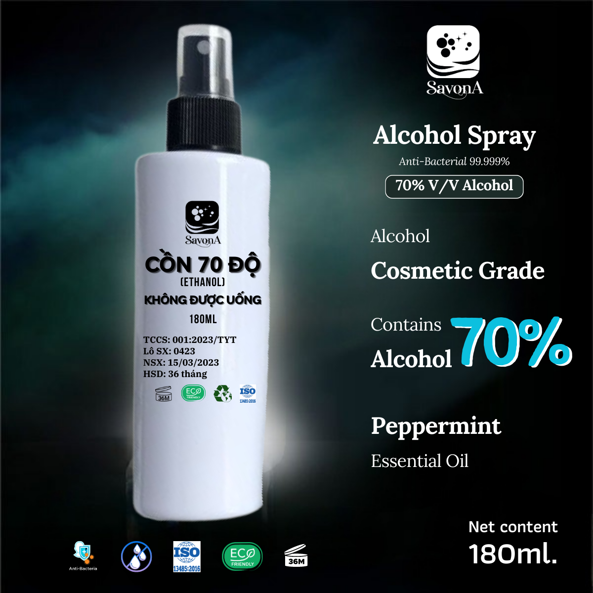 1L CỒN Y TẾ 70 ĐỘ 1000ML - CỒN XỊT LÀM XÀ PHÒNG HANDMADE SAVONA 1L - ETHANOL 70 FOR SOAP MAKING