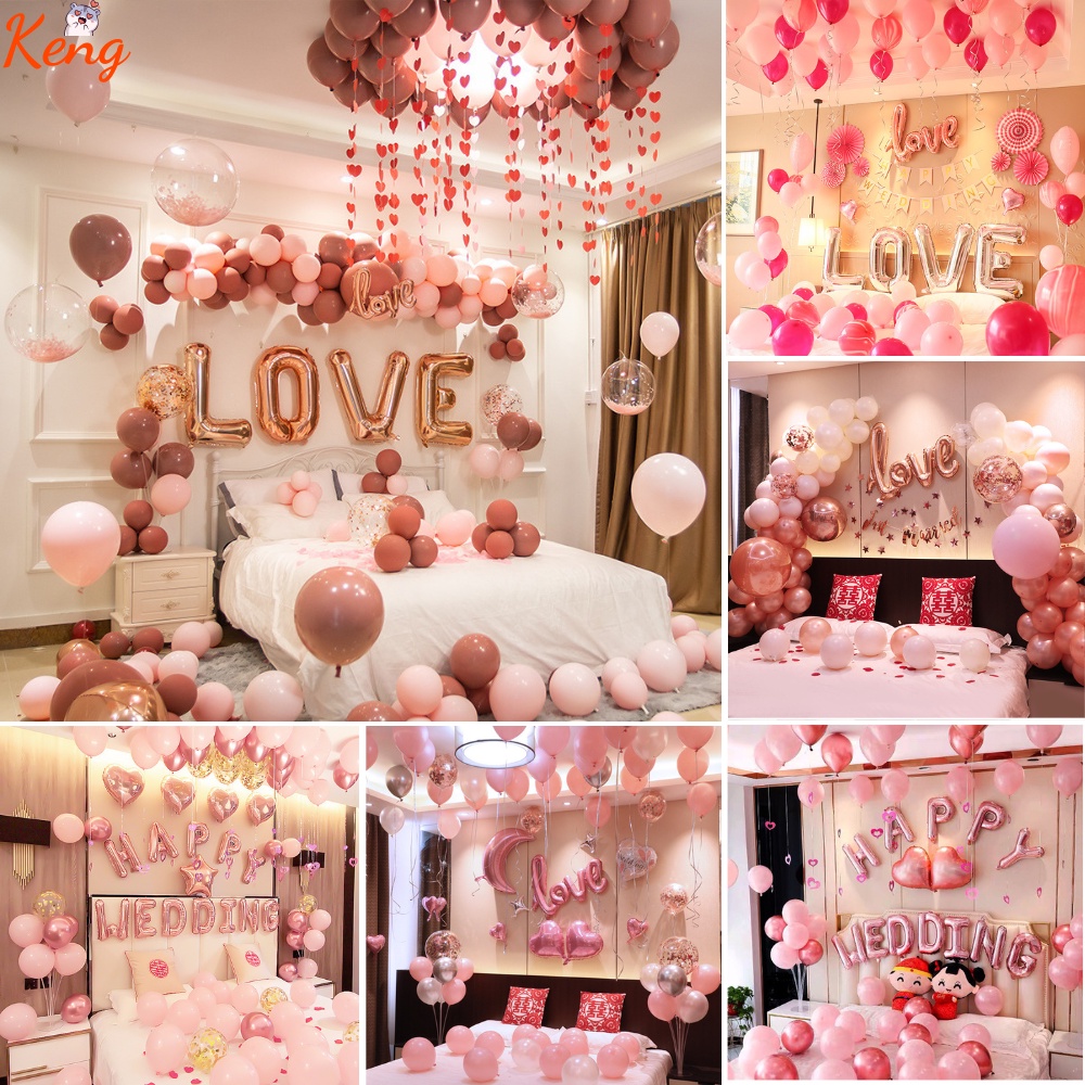 Set bóng trang trí phòng cưới, set trang trang trí phòng cưới, bóng bay trang trí phòng cưới, decor phòng ngủ