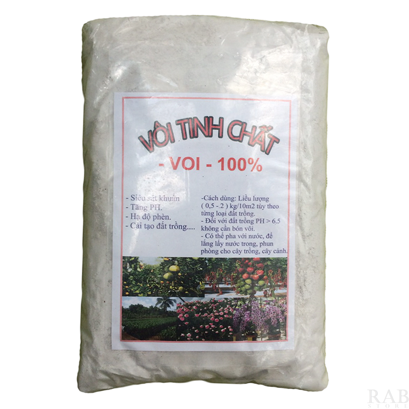 [HCM]Vôi tinh chất chuyên dùng cho cây trồng sát khuẩn cải tạo đất hạ độ phèn gói 1kg - rabstore