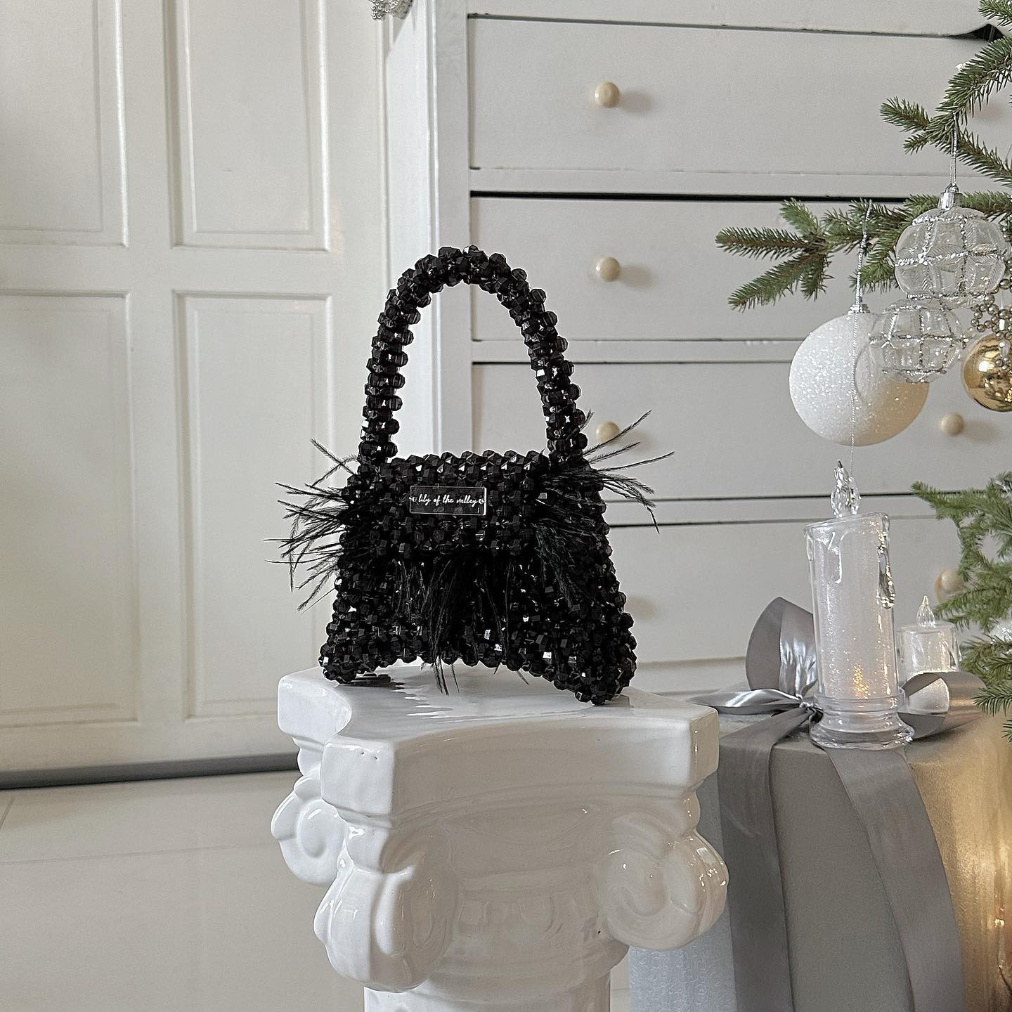 Lily party bag | túi mini màu đen lông vũ dự tiệc sang chảnh