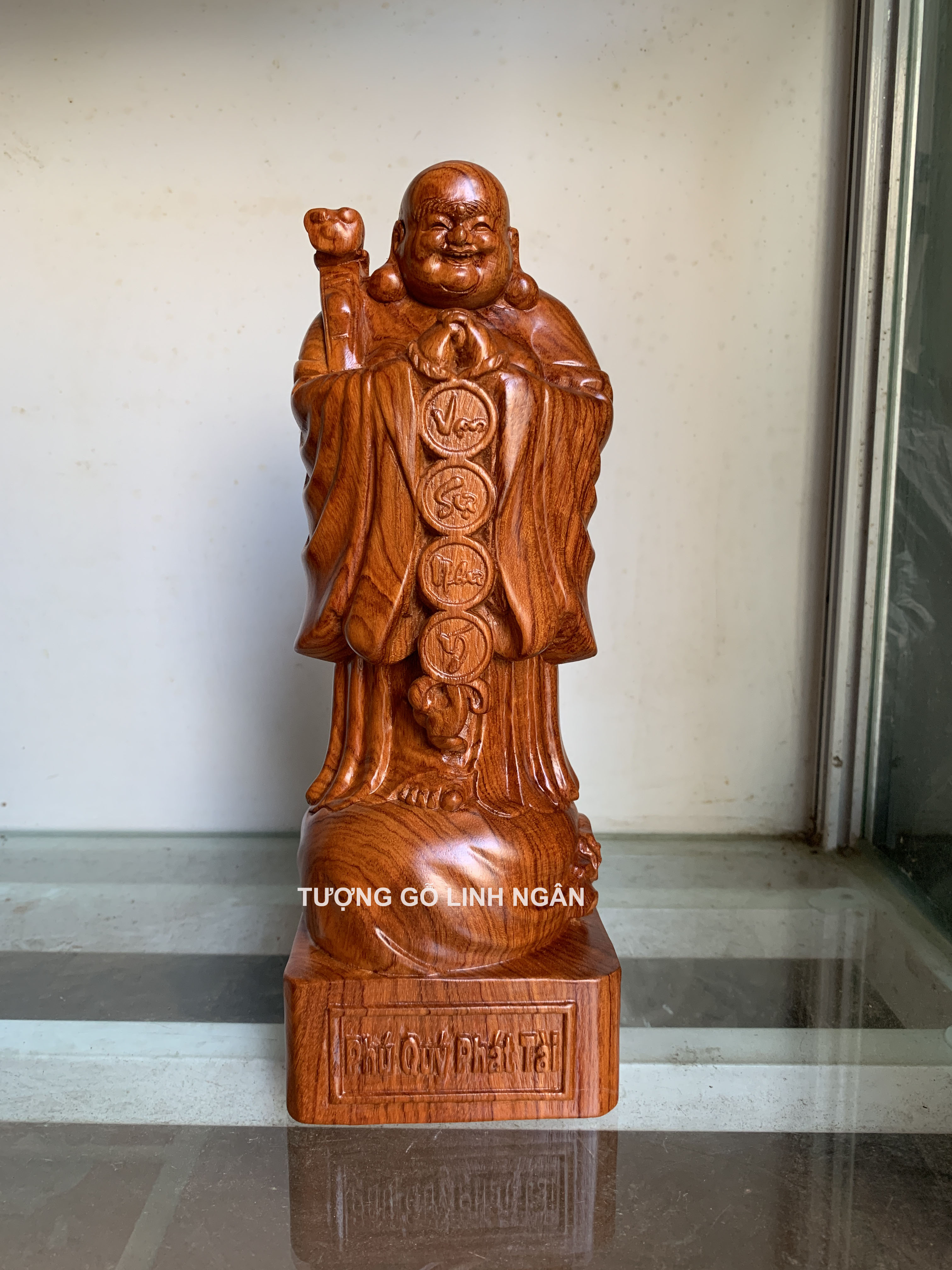 Tượng di lặc chúc phúc gỗ hương cao 30 cm