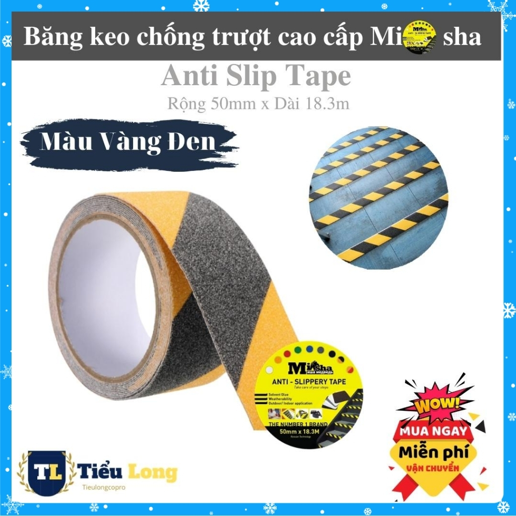Băng keo chống trượt cao cấp màu sọc vàng đen - băng keo dán chống trượt cầu thang dán nền anti_slip tape chống trơn trượt