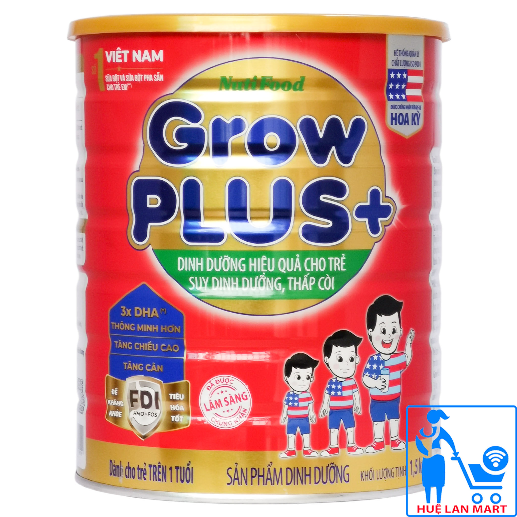 Sữa Bột Nutifood Grow Plus+ Đỏ Hộp 1,5kg (Dinh dưỡng hiệu quả cho trẻ suy dinh dưỡng, thấp còi từ 1~10 tuổi)