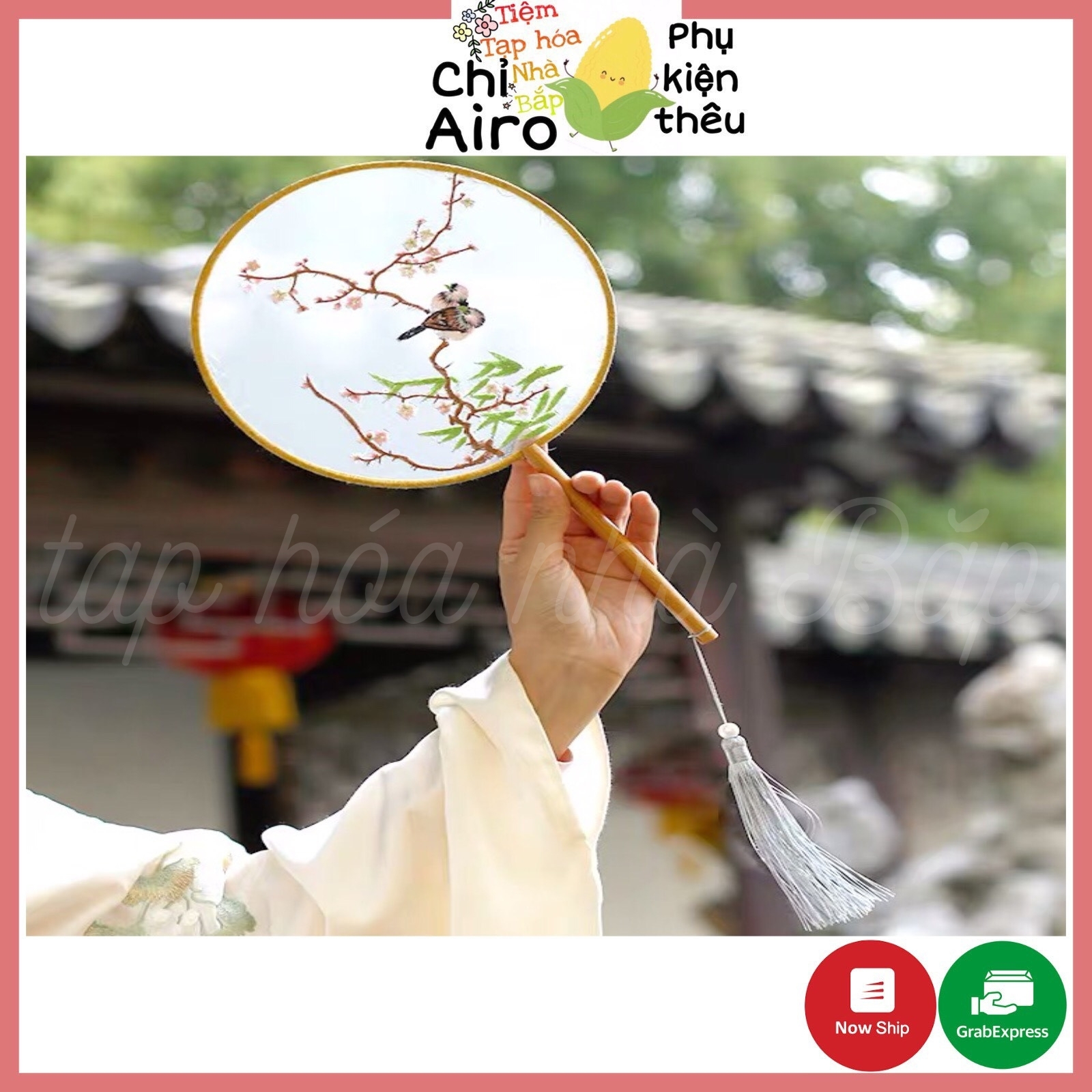 Kit thêu quạt tròn cổ trang