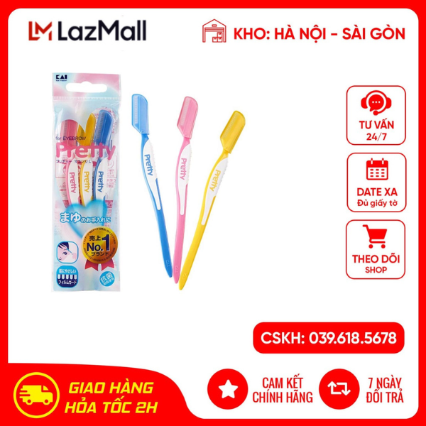 Set 3 dao cạo lông mày Pretty KAI hàng chính hãng Nhật Bản