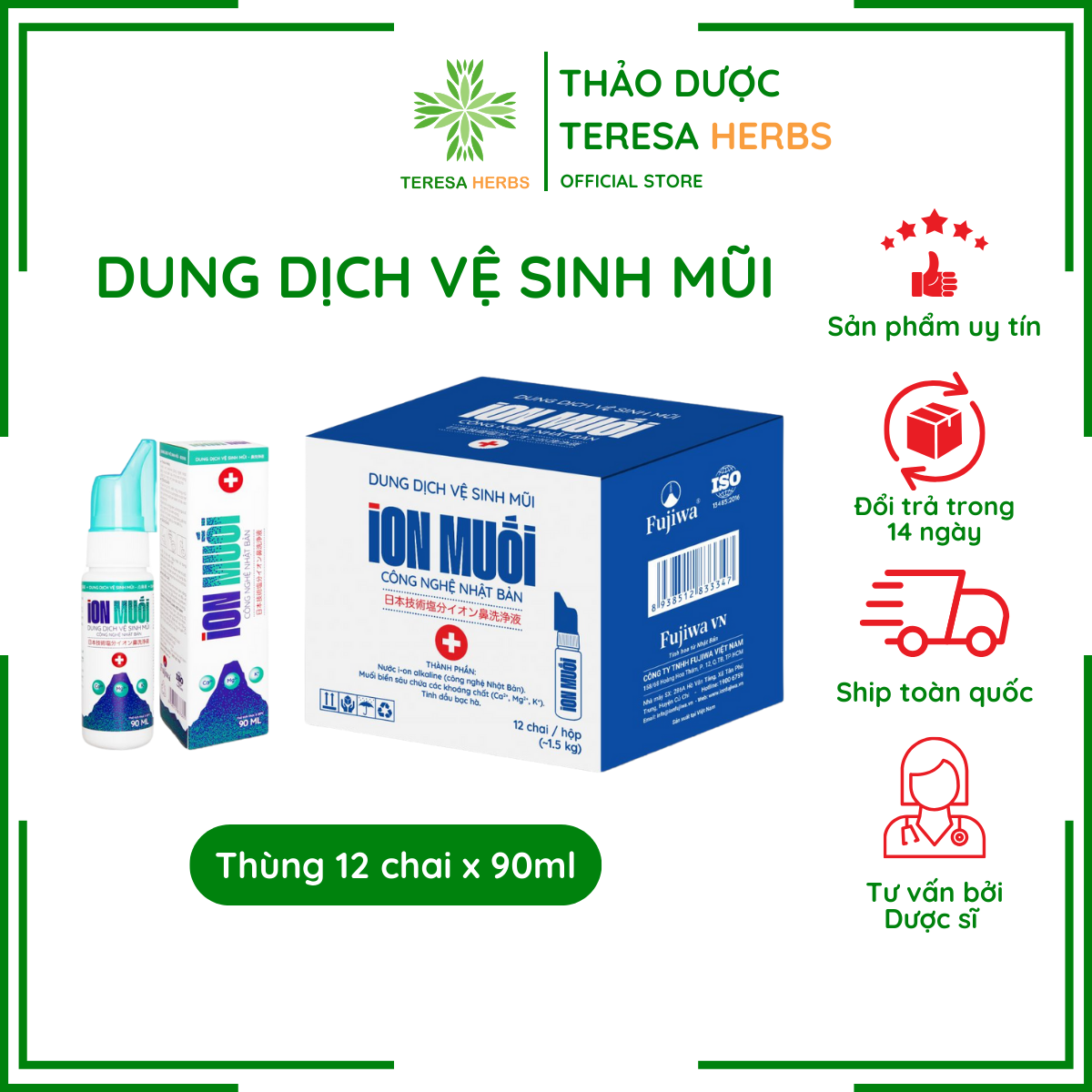 Dung dịch xịt vệ sinh mũi ion muối biển chai 90ml