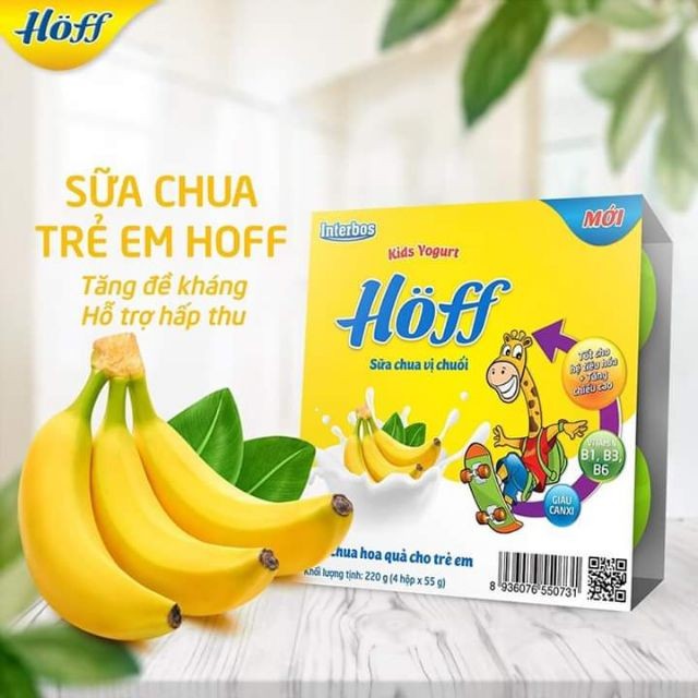 Vỉ 4 hũ sữa chua nguội hoa quả hoff cho bé từ 6 tháng tuổi