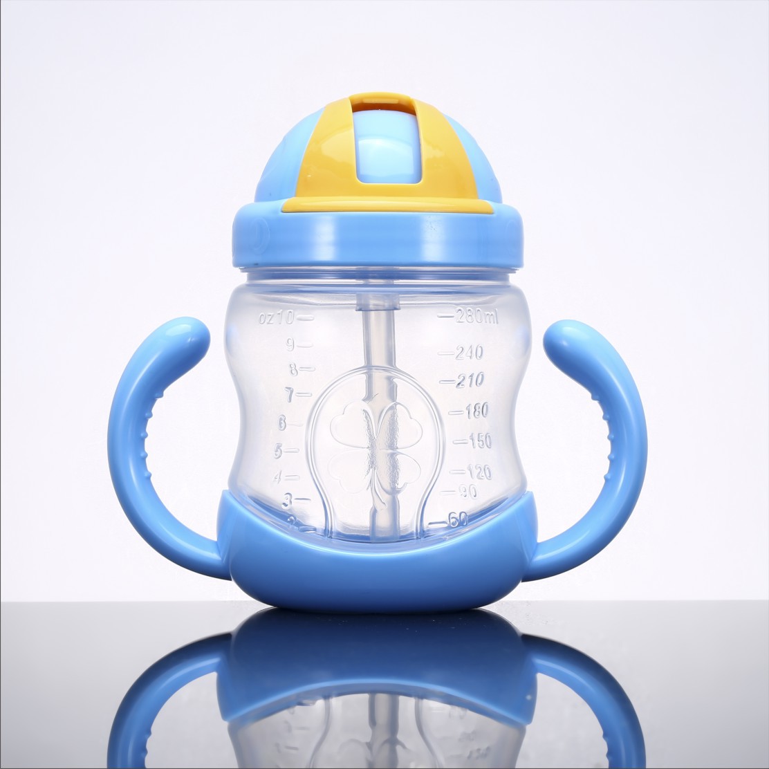 Bình uống nước chống đổ 280ml, bình tập uống nước chống đổ chống sặc, bình nước cho trẻ nhỏ dung tích 280ml