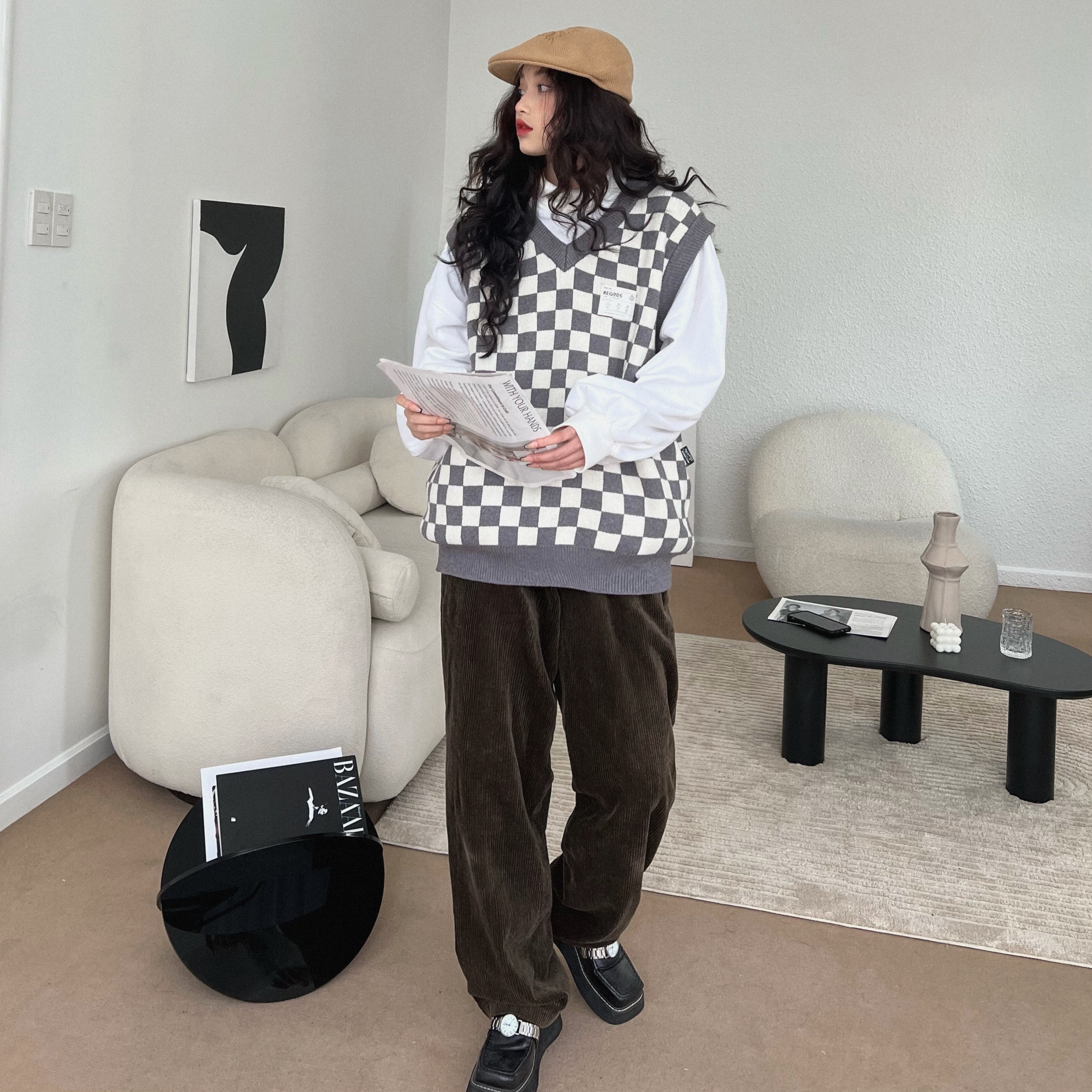 Áo Gile len Regods Unisex Form rộng