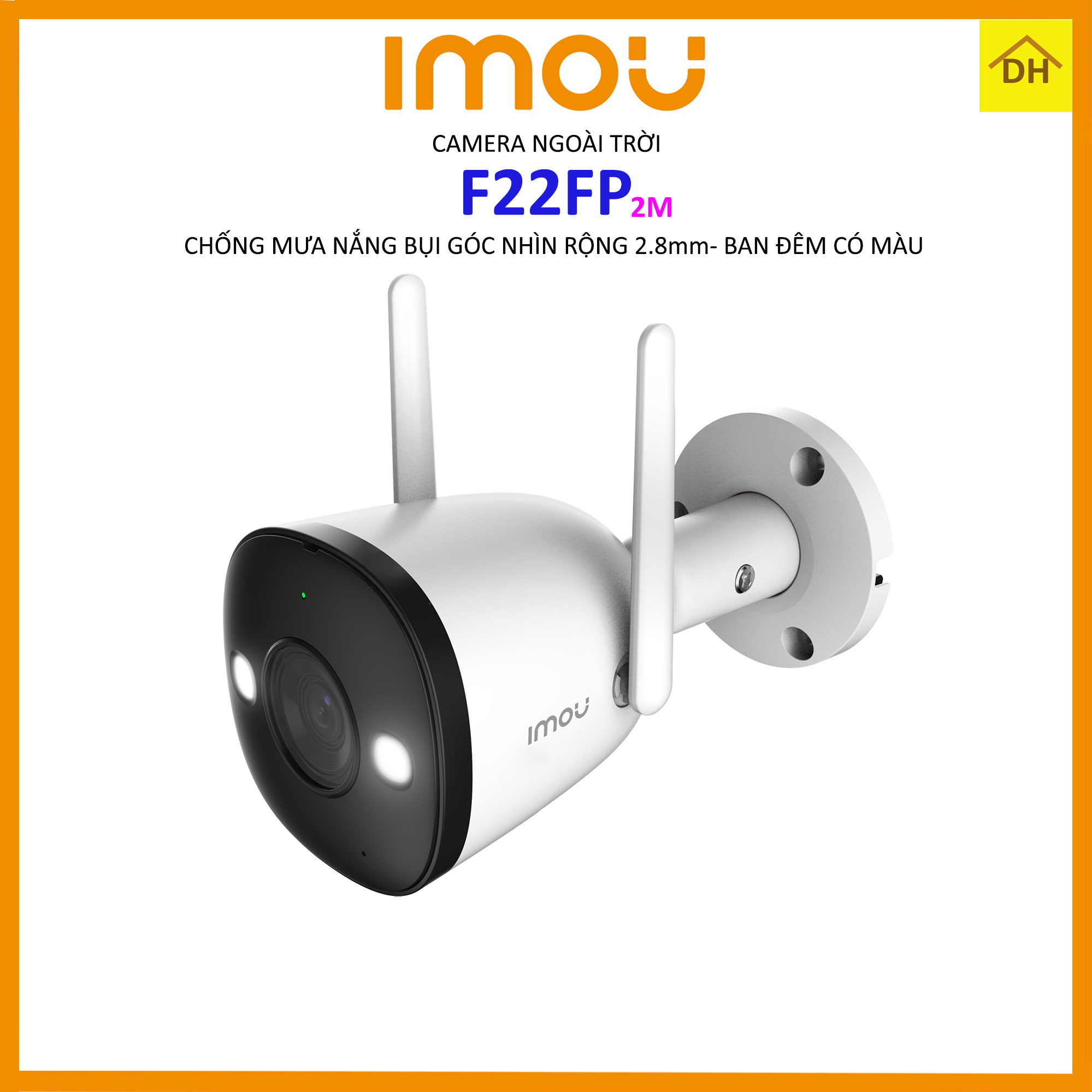 Camera IMOU F22FP 2M 1080p - Thu Âm- Ban Đêm Có Màu- Góc Nhìn Siêu Rộng - Wifi Ngoài Trời Chính Hãng IMOU
