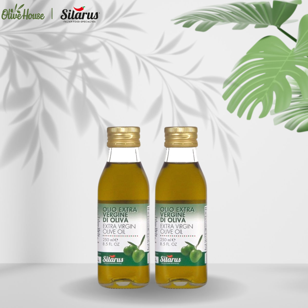Combo - 2 chai dầu Olive nguyên chất Silarus nhập khẩu từ Ý 250ml