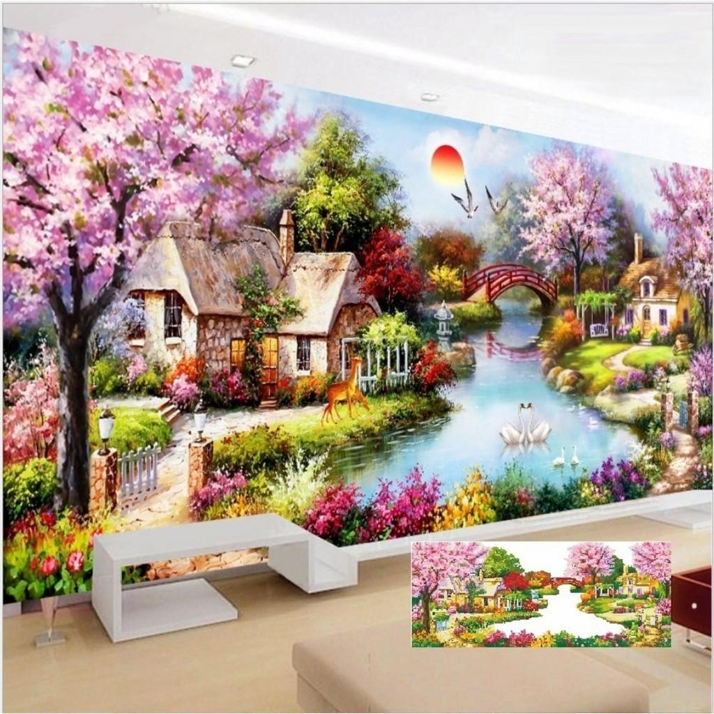 Tranh đính đá tổ ấm hạnh phúc h1030 - 106x75cm