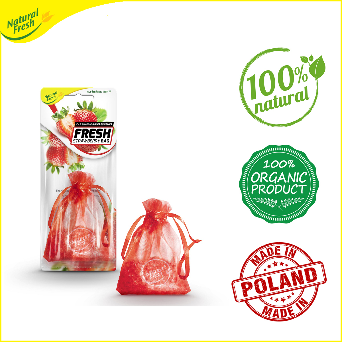 Túi sáp thơm treo ô tô, tủ quần áo mùi dâu Elix Natural Fresh SP015 - Tốc Độ 247, Dùng túi thơm để khử mùi nội thất ô tô để lâu Giúp tinh thần tỉnh táo, sản khoái Không gây hại cho sức khỏe người dùng