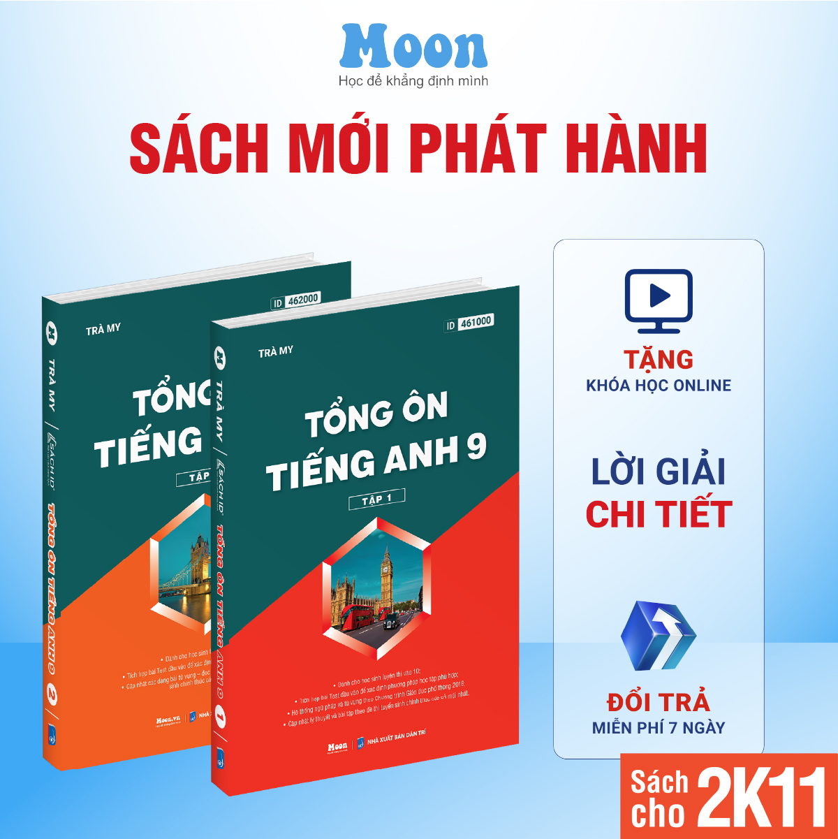  Sách Tiếng Anh 9 Chương trình mới - Tổng ôn Tiếng Anh 9 ôn thi vào 10 Moonbook 