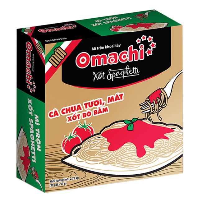 Thùng 30 gói mì omachi trộn xốt spaghetti vị bò 91gr