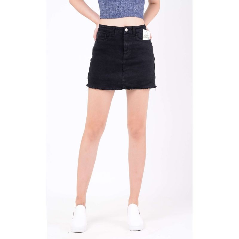 Chân váy jean❤chân váy bò cạp cao dáng chữ a có quần trong