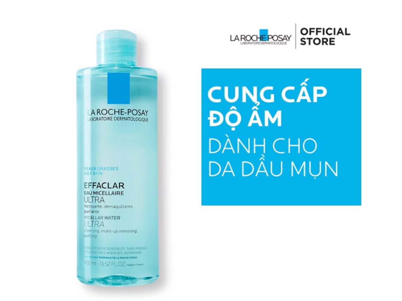 [HCM]Nước làm sạch sâu và tẩy trang dành cho da dầu nhạy cảm La Roche-Posay Effaclar Micellar Water Ultra 50ml - 100ml - 200ml - 400ml