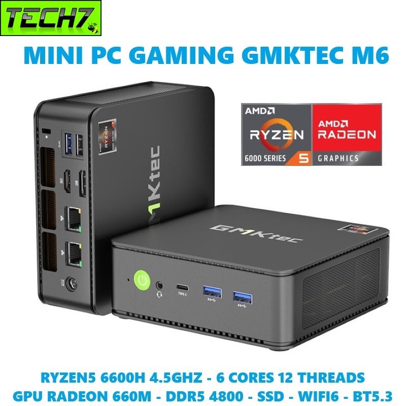 Máy tính mini gaming gmktec m6 ryzen 5 4.5ghz ddr5 4800 cấu hình mạnh , hỗ trợ xuất hình 4k60hz