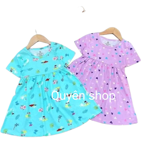 [HCM]Set 3 Đầm Cotton Bé Gái Ngắn Tay Dáng BabyDoll 7-22kg In Nhiều Họa Tiết Nhiều Màu Dễ Thương Thời Trang Quyên trẻ em xuất khẩu Q110 (Ngẫu Nhiên)