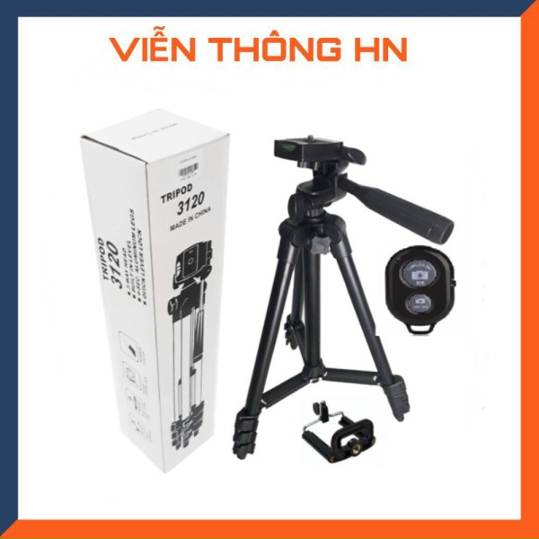 Bộ tripod 3120 + Remote bluetooth - Giá đỡ điện thoại 3 chân giá đỡ máy ảnh gậy tự sướng ứng dụng cho sellfie Live Stream bán hàng học online ,...
