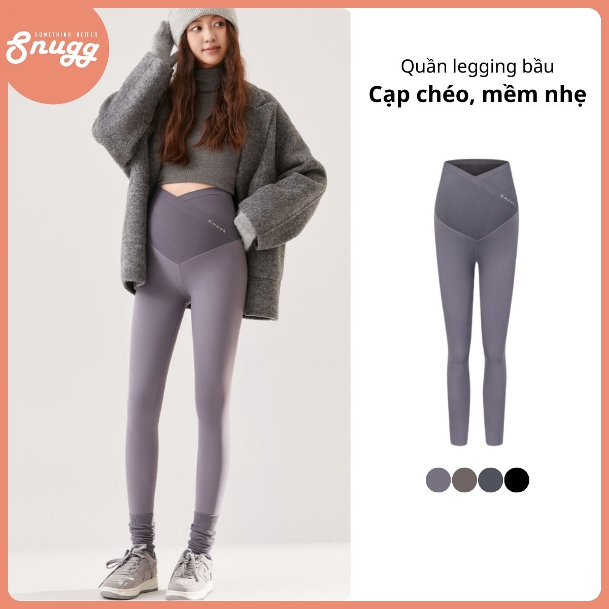Quần legging bầu cạp chéo mềm mịn thu đông Snugg - SNU2242