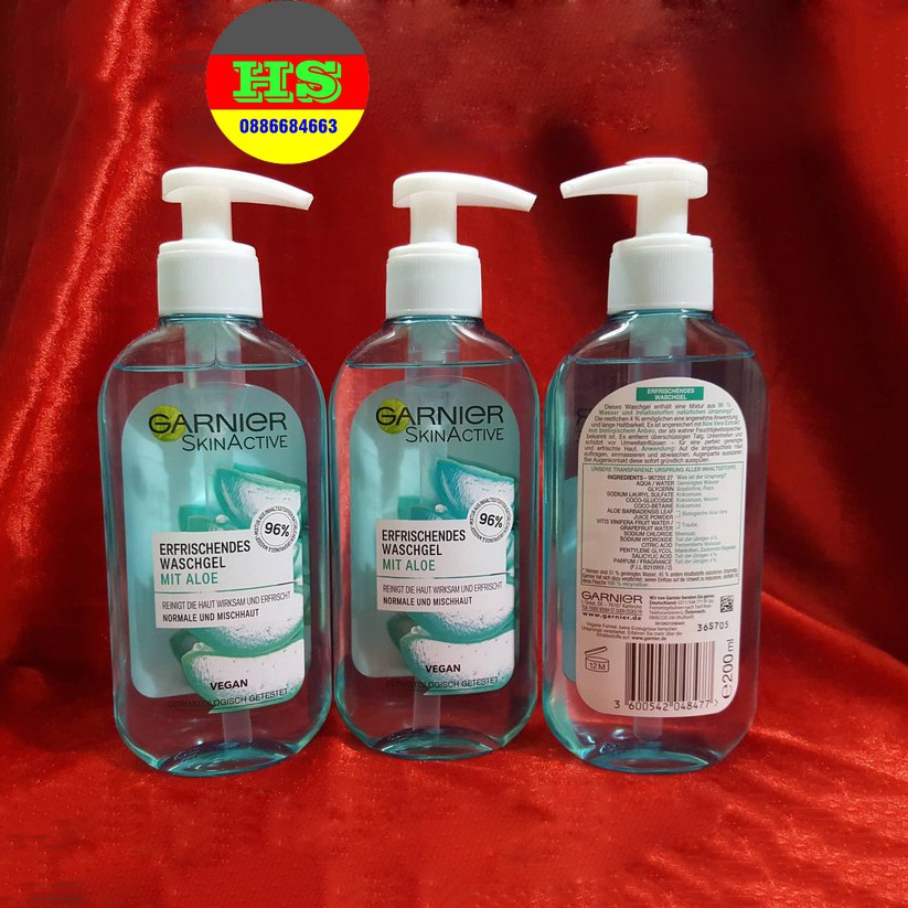 Sữa rửa mặt cấp nước cho da garnier skin active, xách tay đức