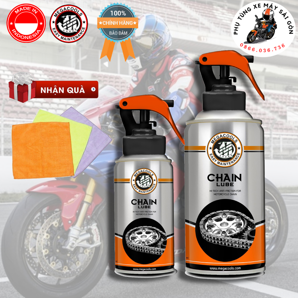 Xịt dưỡng sên Megacools Chain Lube 300ml - Nhập khẩu Indonesia
