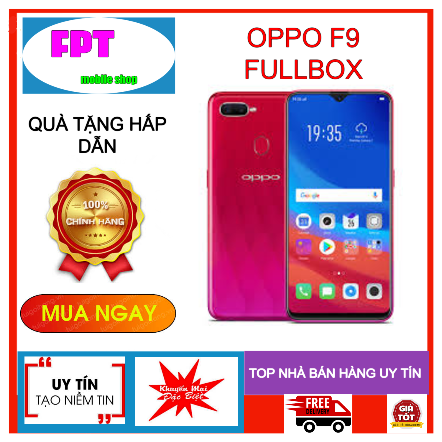 [HCM]Điện thoại Oppo F9 Fullbox Ram 4Gb Bộ Nhớ 64Gb màn hình giọt nước ấn tượng Siêu Selfie 25Mp Màn Hình Tai Thỏ Chiến Game Siêu Mạnh Màn hình: LTPS LCD 6.3" Full HD+ CPU: MediaTek Helio P60 8 nhân