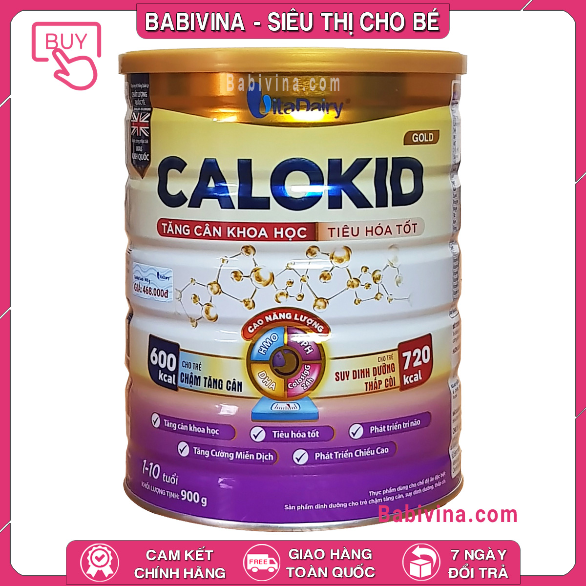 [CHÍNH HÃNG] Sữa Calokid Gold 900G | Giúp Trẻ 1-10 Tuổi Tăng Cân, Tăng Chiều Cao Vượt Trội | Date Mới Nhất, Giá Tốt Nhất | Babivina