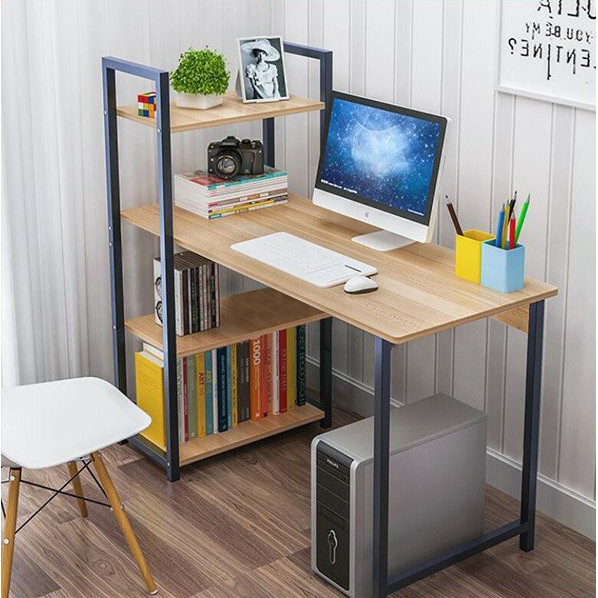 Bàn làm việc, B.học sinh, văn phòng liền kệ sách, Khung sắt 25 x 25, Chịu lực cao, Bền đẹp. BLV08