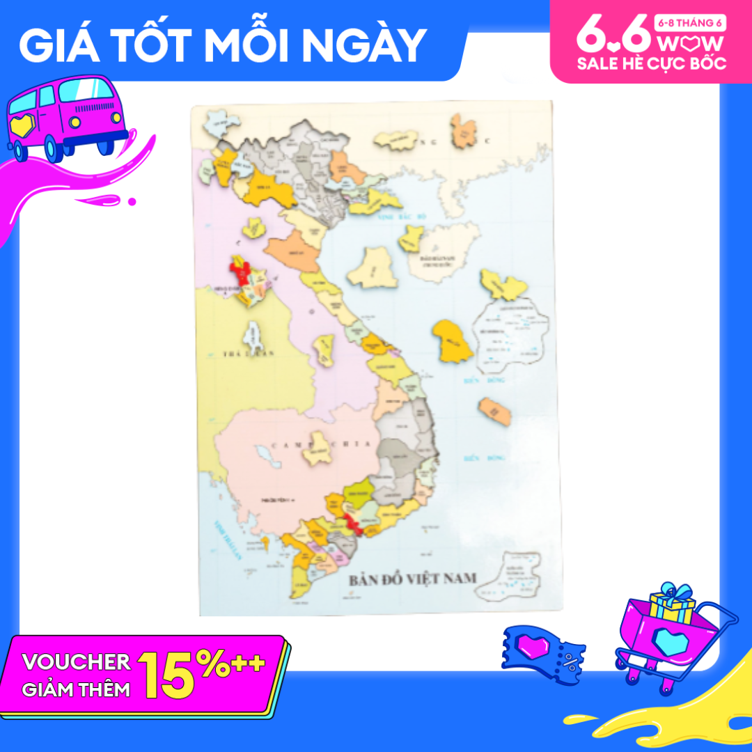 Bản đồ ghép A3 Việt Nam chất liệu gỗ an toàn cho bé