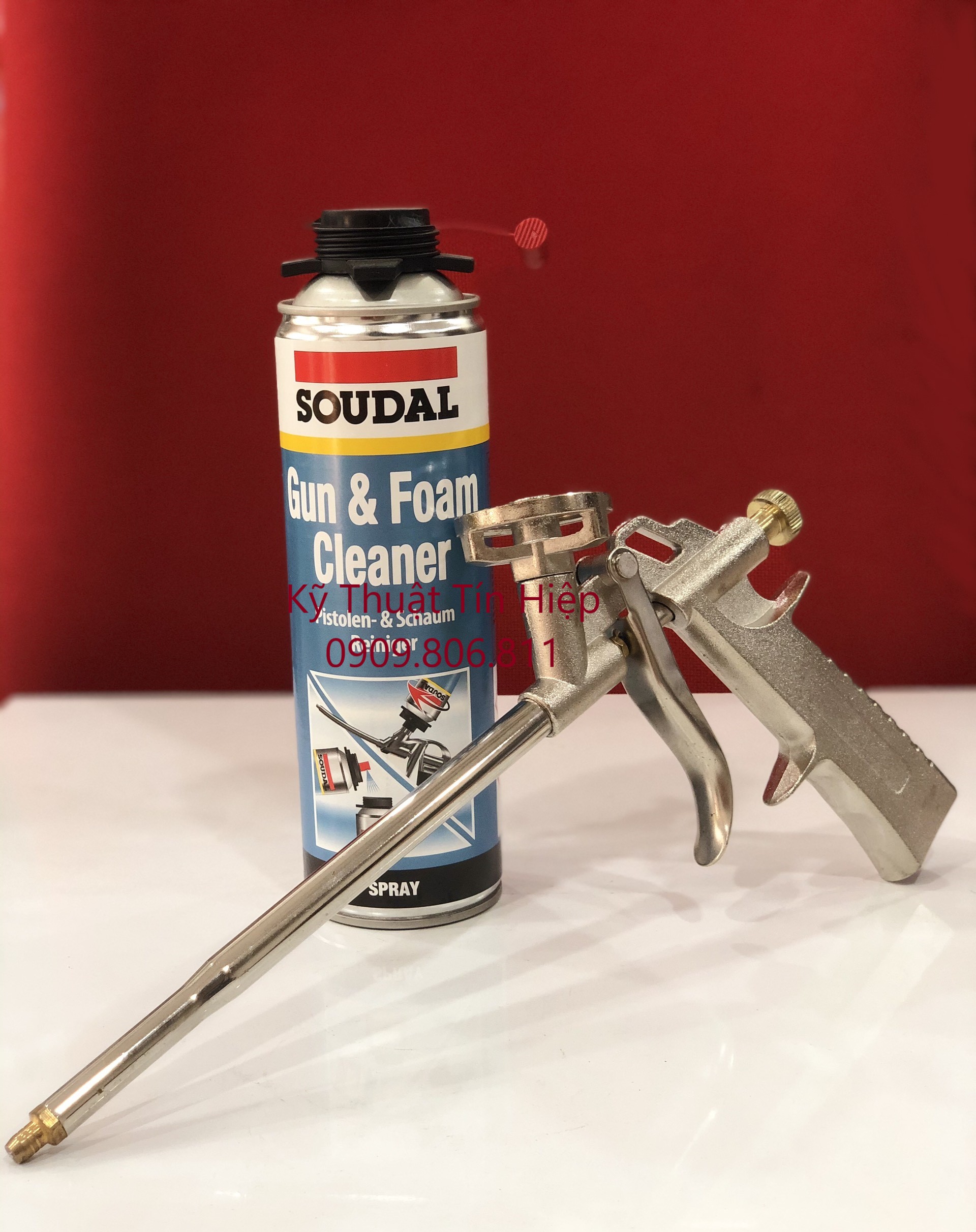 Combo Nước rửa keo foam Soudal 500ml + Súng bắn keo bọt nở