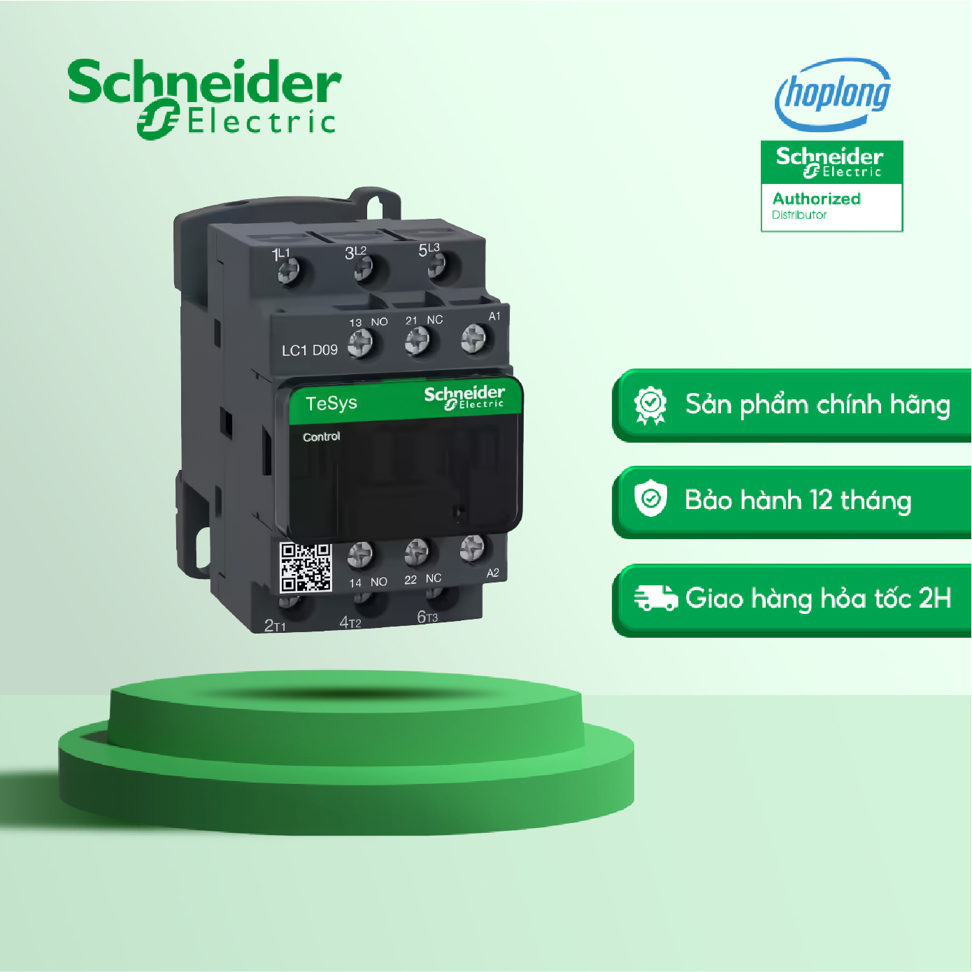 Khởi động từ lc1d09m7 schneider 3p 9a coil 220vac