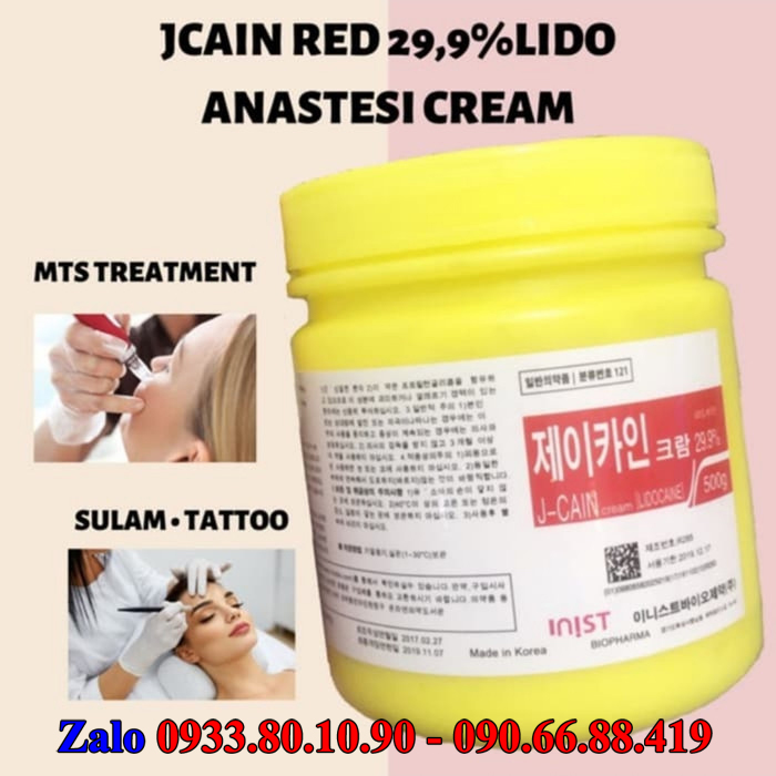 [Hũ 500g] Kem Tê J-Cain Cream 29.9% Hàn Quốc (Nhãn đỏ) - Chuyên sử dụng trong lăn kim, phi kim, Laser, phun xăm, đốt nốt ruồi