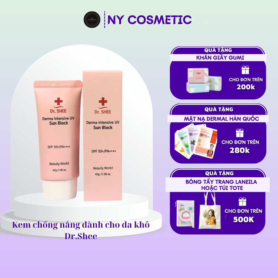 Kem chống nắng vật lí drshee, kem chống nắng dành cho da khô, da thường dr.shee