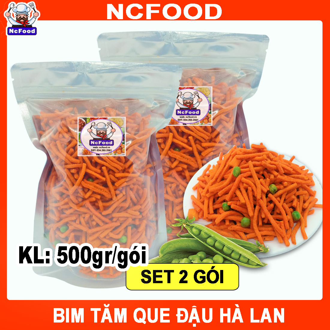 1Kg (2 Gói) Bim Tăm Que Đậu Hà Lan