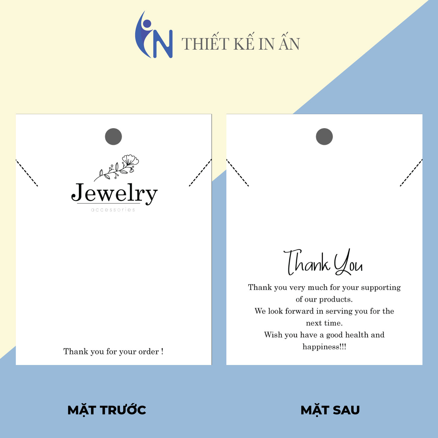 Nhãn mác tag treo dây chuyền, vòng cổ 50 nhãn bìa cứng