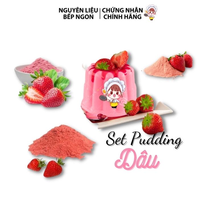 Pudding dâu 500g tự pha - nguyên liệu bếp ngon