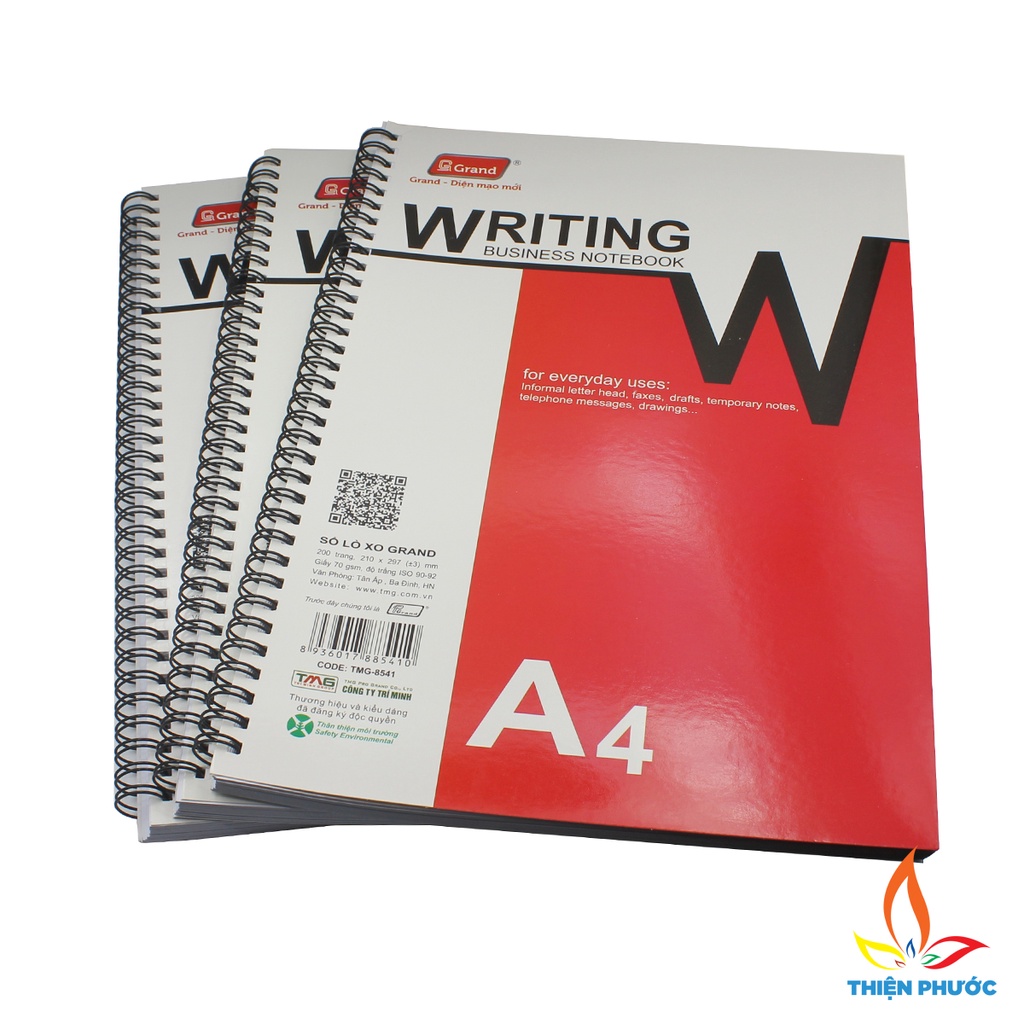Sổ lò xo A4 200 trang Grand kẻ ngang 200 trang - Sổ ghi chép tiện lợi SUKADO