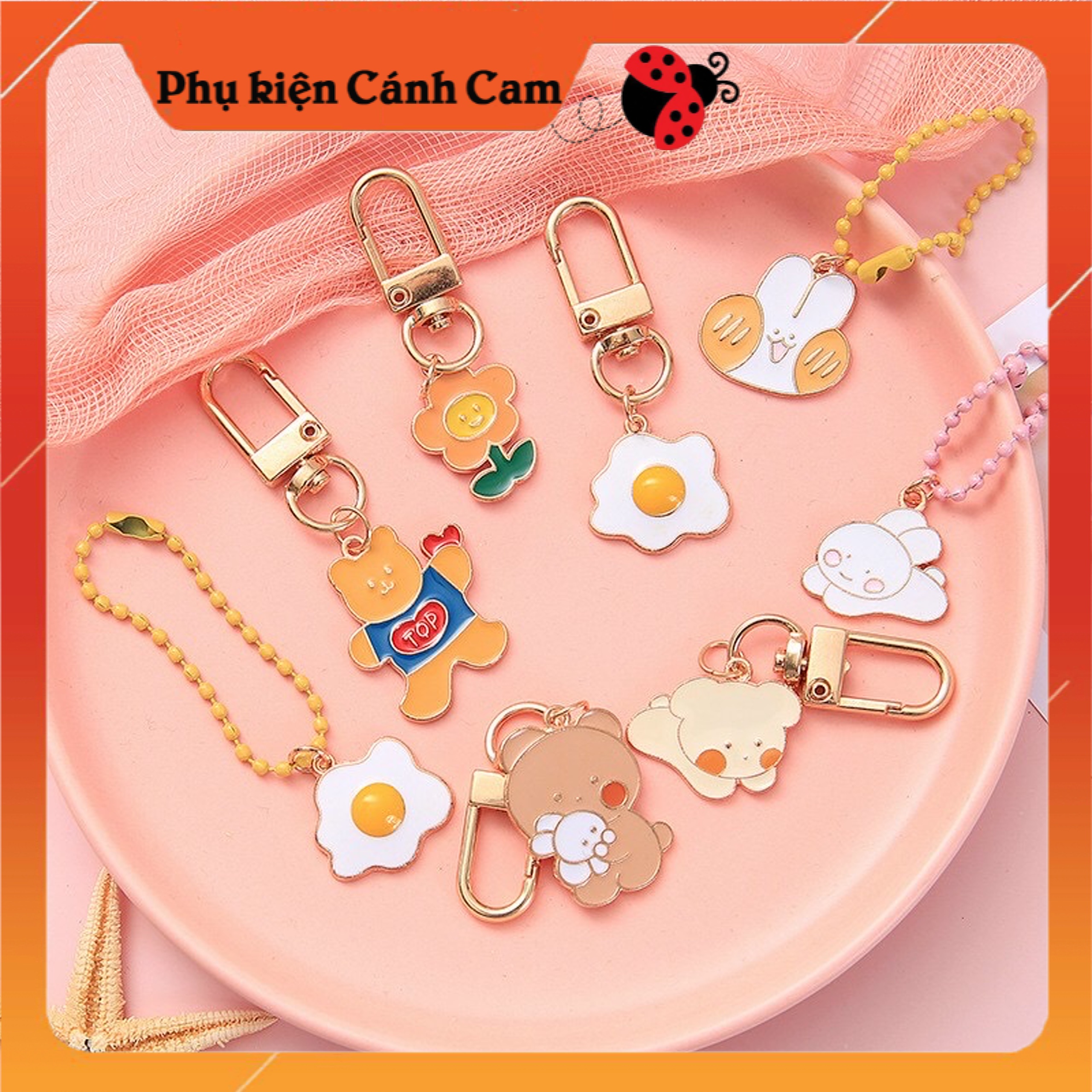 Móc Khóa Kim Loại Nhỏ Xinh Nhiều Hình Cute - Phụ Kiện Cánh Cam