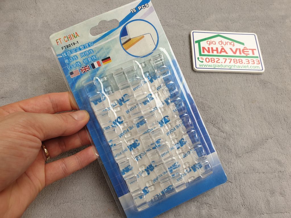 Bộ đai nẹp cố định dây điện dán tường trong suốt đường kính 7mm và 10mm