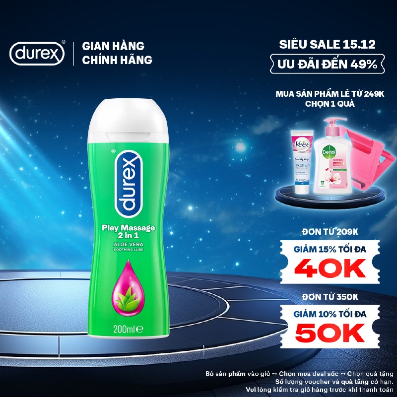 Gel bôi trơn Durex Play Massage gốc nước 200ml/chai