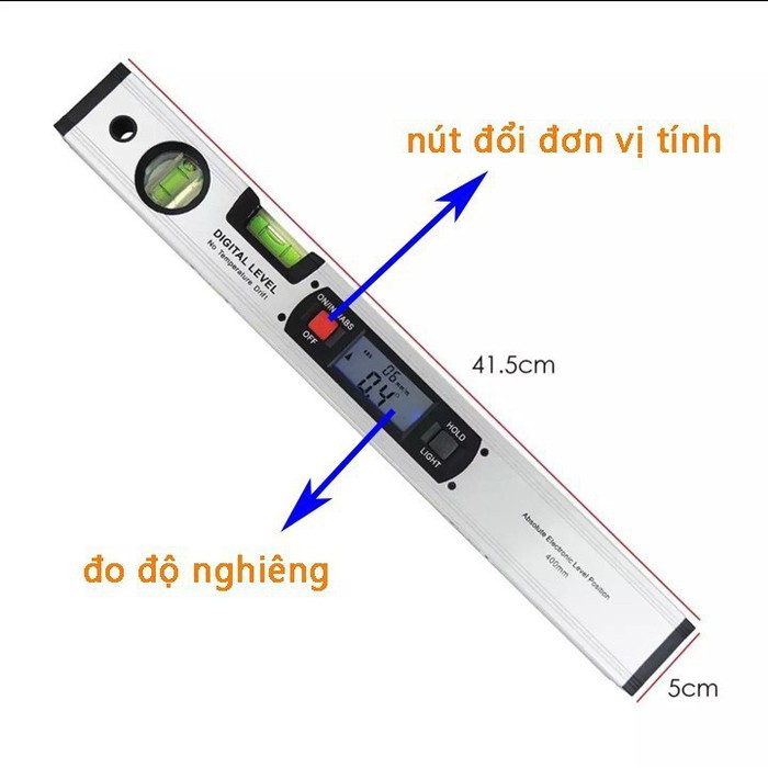Thước thủy điện tử, thước thủy hiện màn hình lcd đo độ nghiêng độ dốc